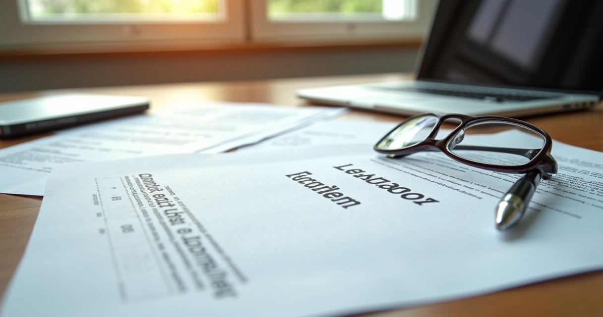 ngo-illustration-Artboard 5 Mesa com documentos de regularização imobiliária organizados, incluindo matrícula, escritura, certidões e alvarás