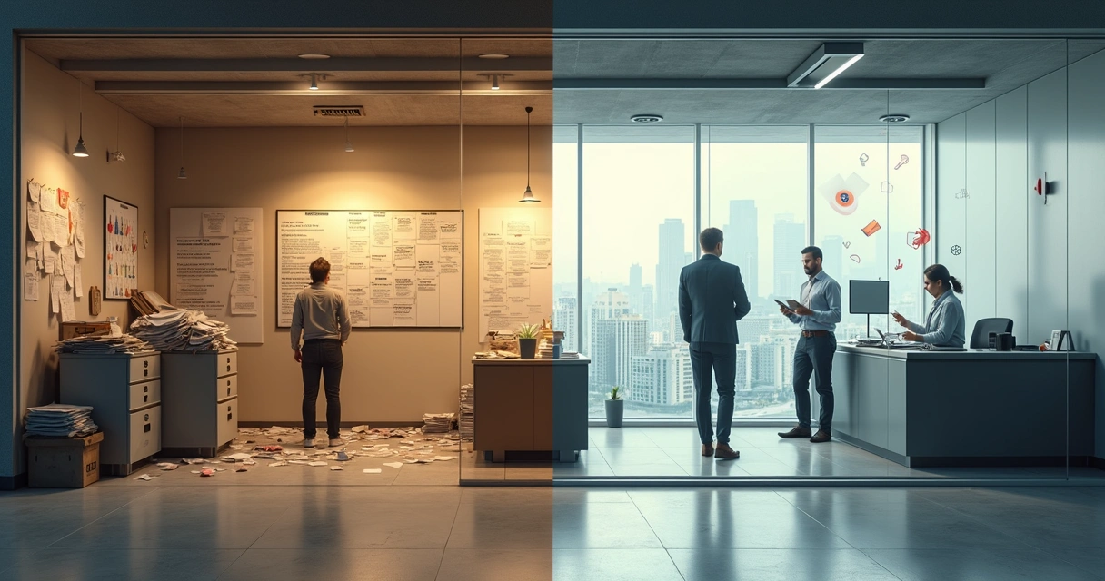 Comparação visual entre despachante local e empresa especializada em regularização imobiliária